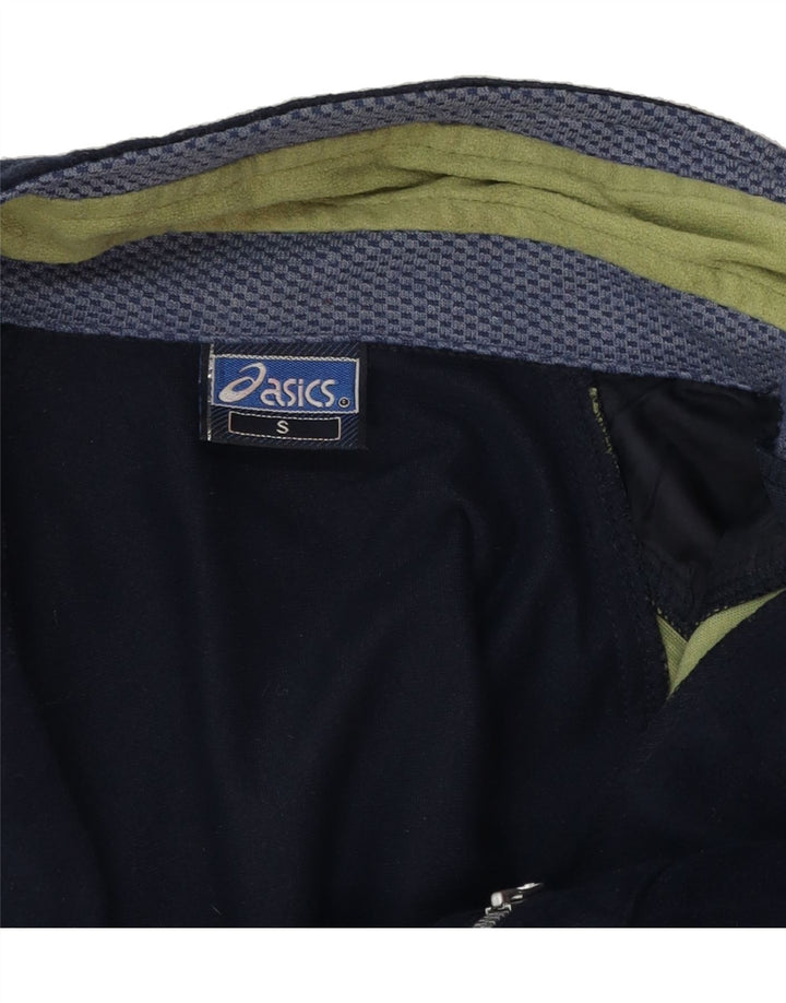 ASICS Mens Tracksuit Top Jacket Small Navy Blue Colourblock Vintage Asics and Second-Hand Asics from Messina Hembry 
