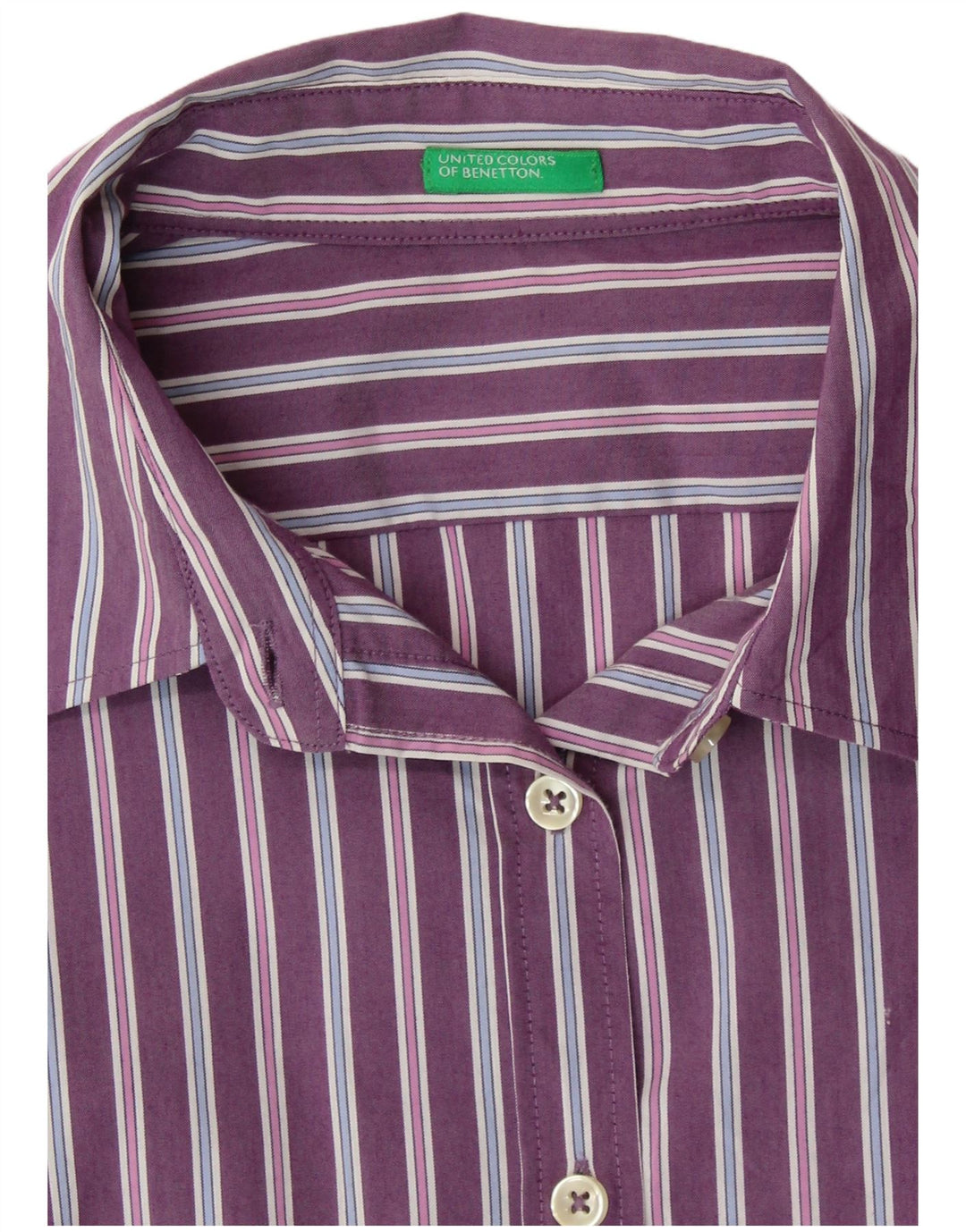 Camisa feminina BENETTON UK 16 grande listrada roxa