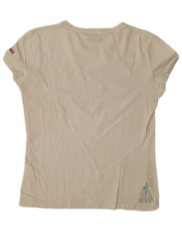 Reebok Camiseta Feminina Graphic Top UK 10 Pequeno Algodão Bege