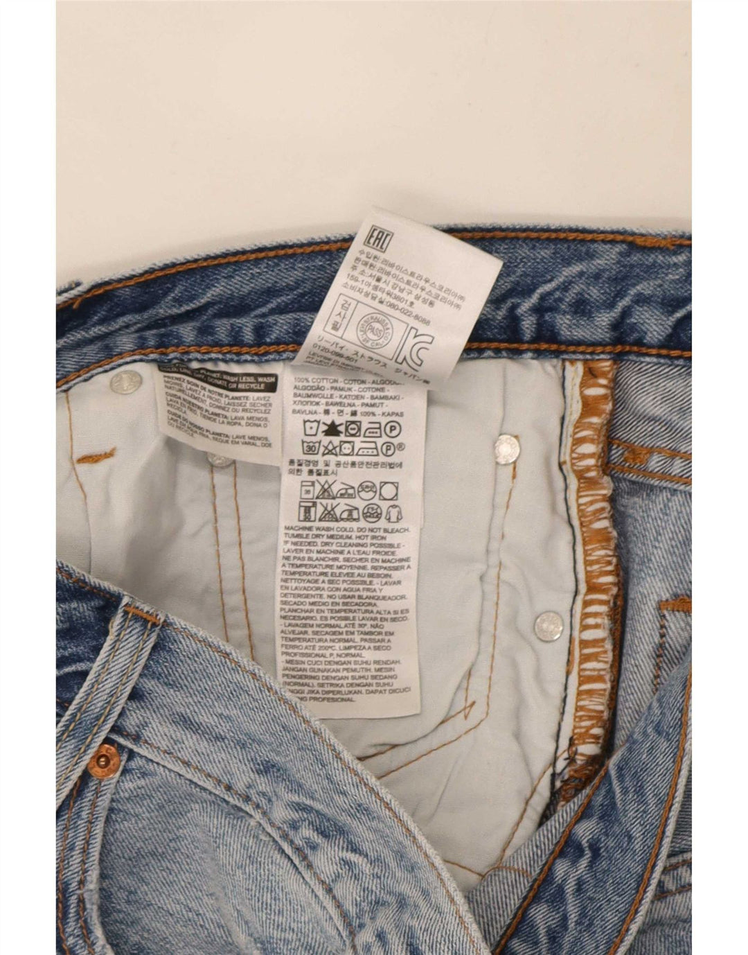 Shorts jeans feminino 501 da Levi's W32 algodão azul médio