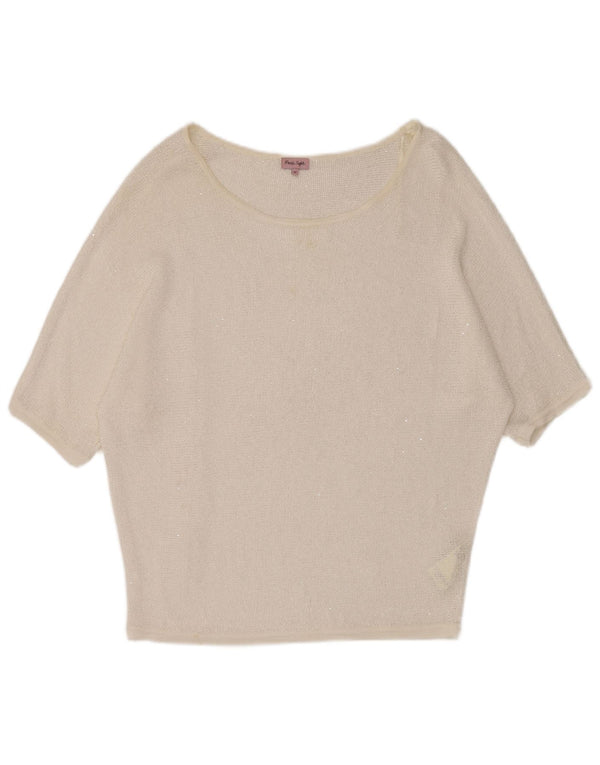 Suéter feminino de grandes dimensões com gola canoa Phase Eight Reino Unido 14 médio branco