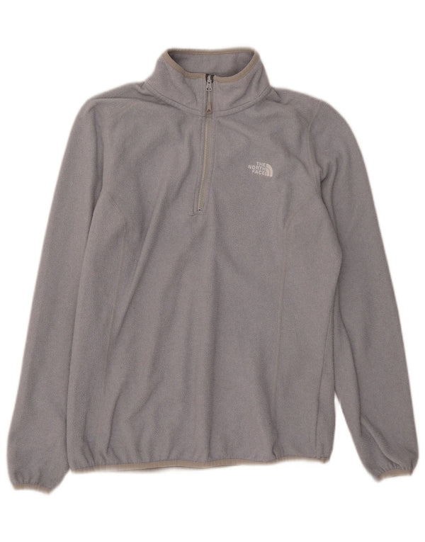 Suéter de lã feminino The North Face com zíper e gola UK 14 grande poliéster cinza