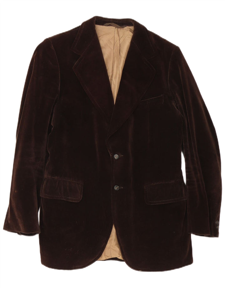 Jaqueta blazer masculina vintage de veludo com 2 botões IT 50 grande marrom