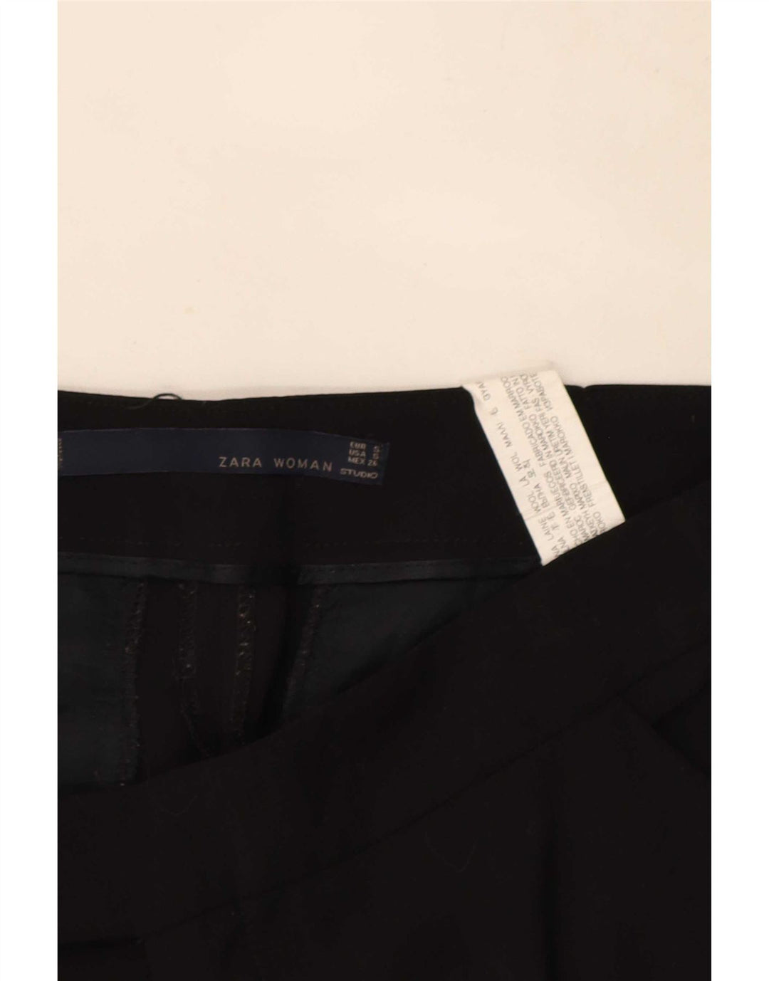 Zara Calça feminina reta de terno pequeno W26 L26 lã preta