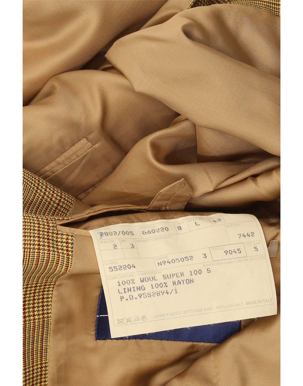 Jaqueta blazer masculina de 2 botões Gieves & Hawkes Reino Unido 42 XL marrom houndstooth lã