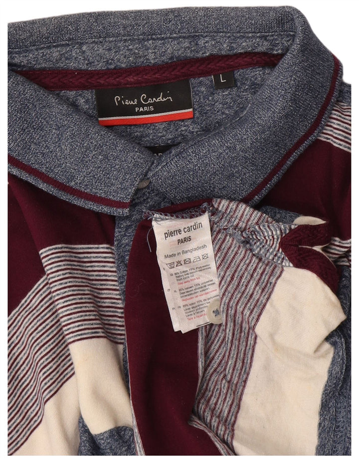 Camisa polo masculina Pierre Cardin grande algodão listrado multicolorido