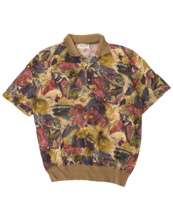 Camisa polo masculina Pierre Cardin gráfica média de algodão geométrico multicolorido