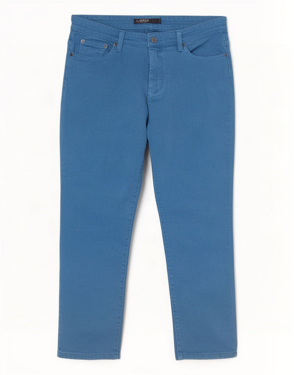 Ralph Lauren Jeans femininos cortados justos US 12 grandes W34 L25 algodão azul