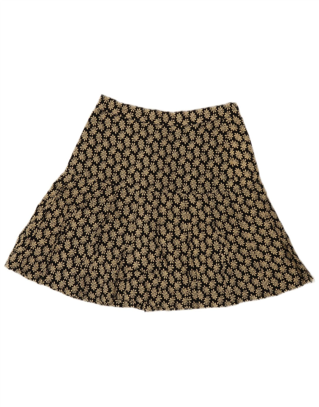 Mini saia envoltória feminina vintage IT 42 médio W26 viscose floral preta