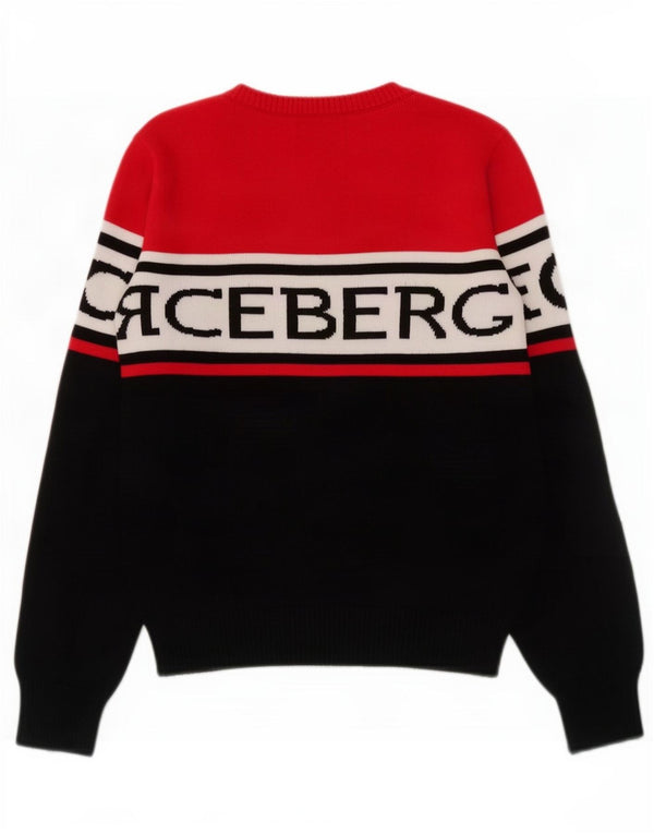 Iceberg Boys Boat Neck Jumper Sweater 8-9 anos Medium Red Colourblock