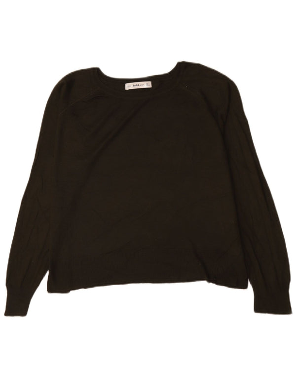 Zara Suéter feminino cropped grande com gola canoa Reino Unido 10 pequeno verde