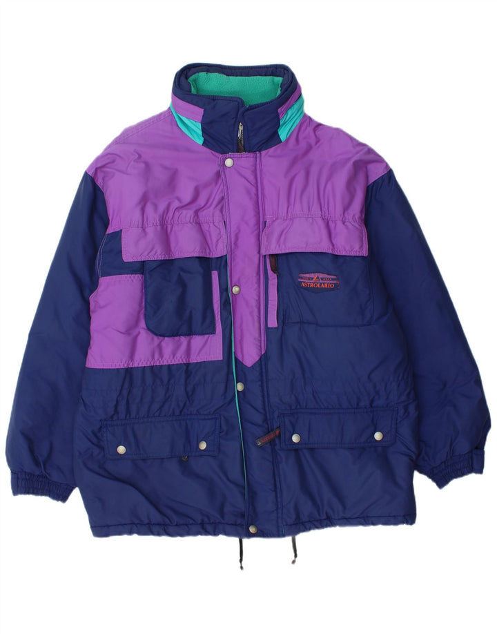 Jaqueta de esqui masculina Astrolabio com capuz Reino Unido 38 bloco colorido azul marinho médio