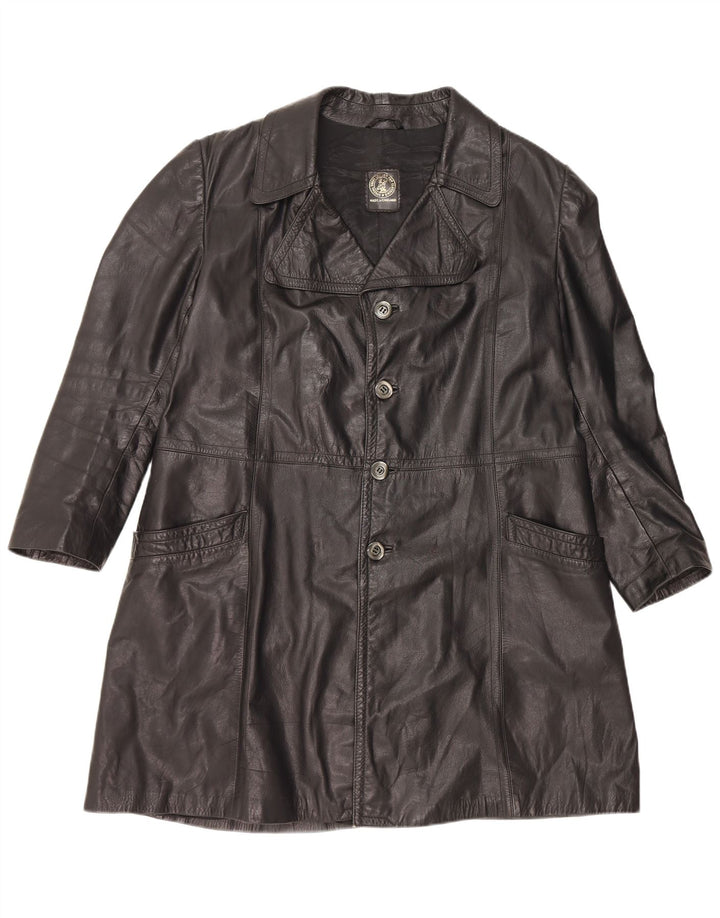 Casaco de couro masculino vintage UK 40 grande couro preto
