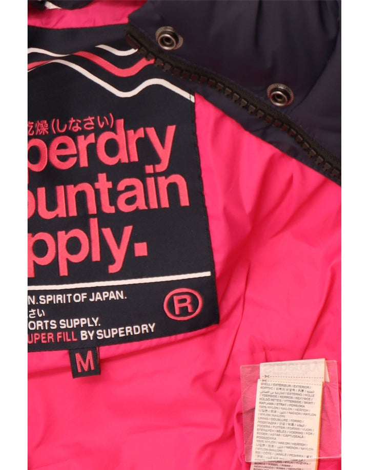 Jaqueta acolchoada com capuz feminina SUPERDRY UK 12 médio azul marinho nylon