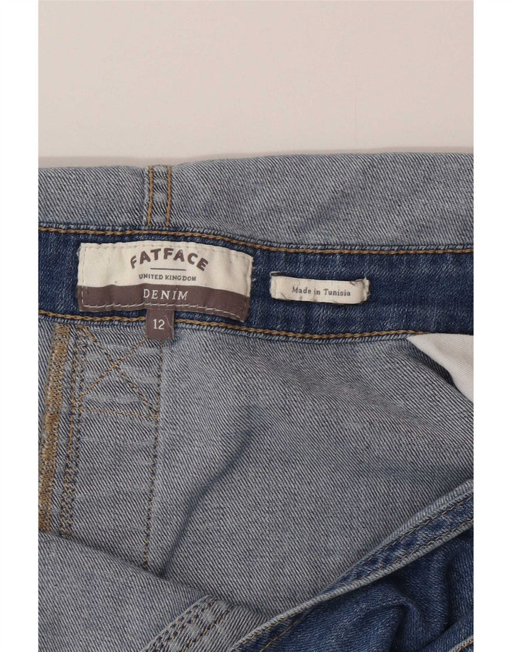 Shorts jeans feminino Fat Face, macacão desgastado, Reino Unido 12 médio W32 azul
