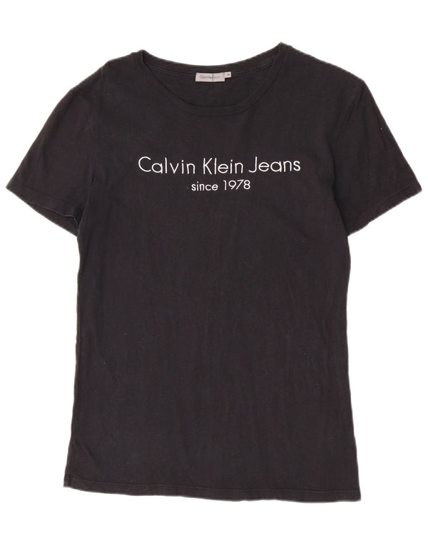 Camiseta feminina Calvin Klein Jeans com estampa gráfica, 12 algodão preto médio