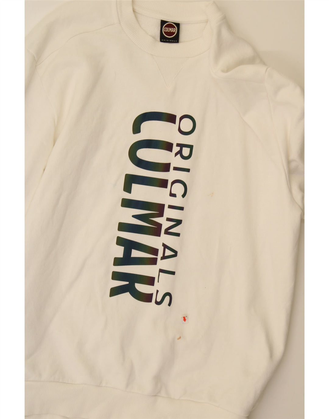 COLMAR Womens Graphic Sweatshirt Jumper UK 16 Large White Cotton Vintage Colmar and Second-Hand Colmar from Messina Hembry 