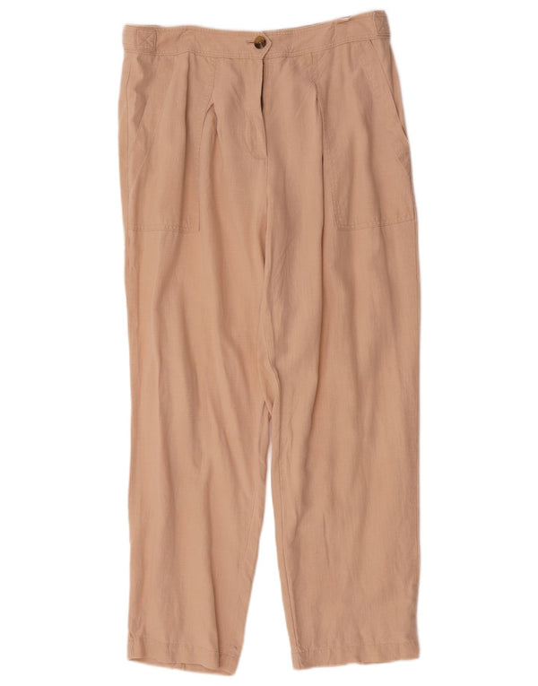 Calça chino feminina Marks & Spencer de cintura alta Reino Unido 14 grande W34 L29 bege