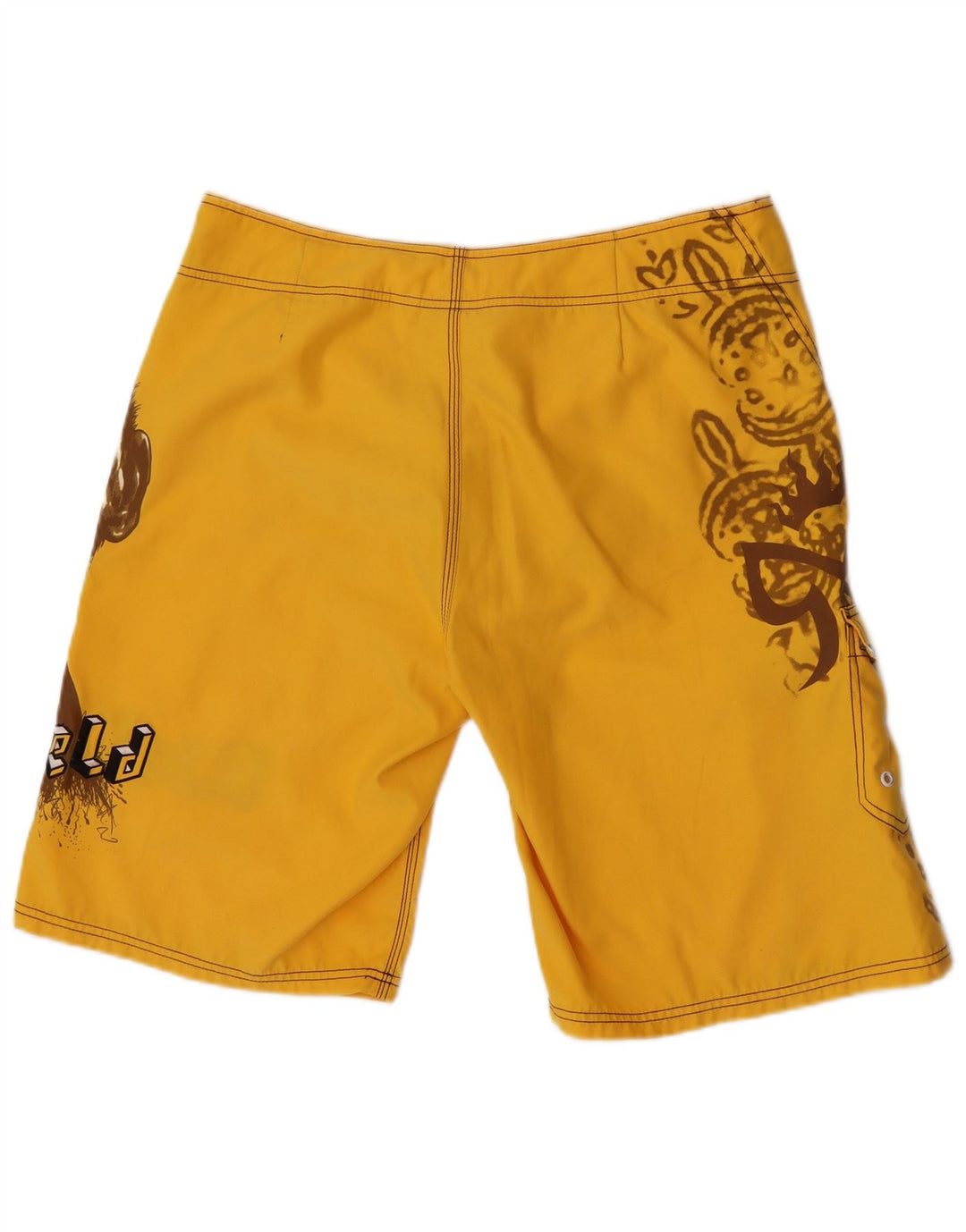 Rietveld Shorts de natação masculino gráfico grande poliéster amarelo
