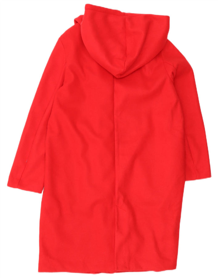 Sobretudo feminino Zara com capuz UK 14 poliéster vermelho médio