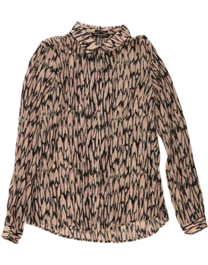 Blusa feminina com estampa abstrata Scotch & Soda Reino Unido 14 rosa médio