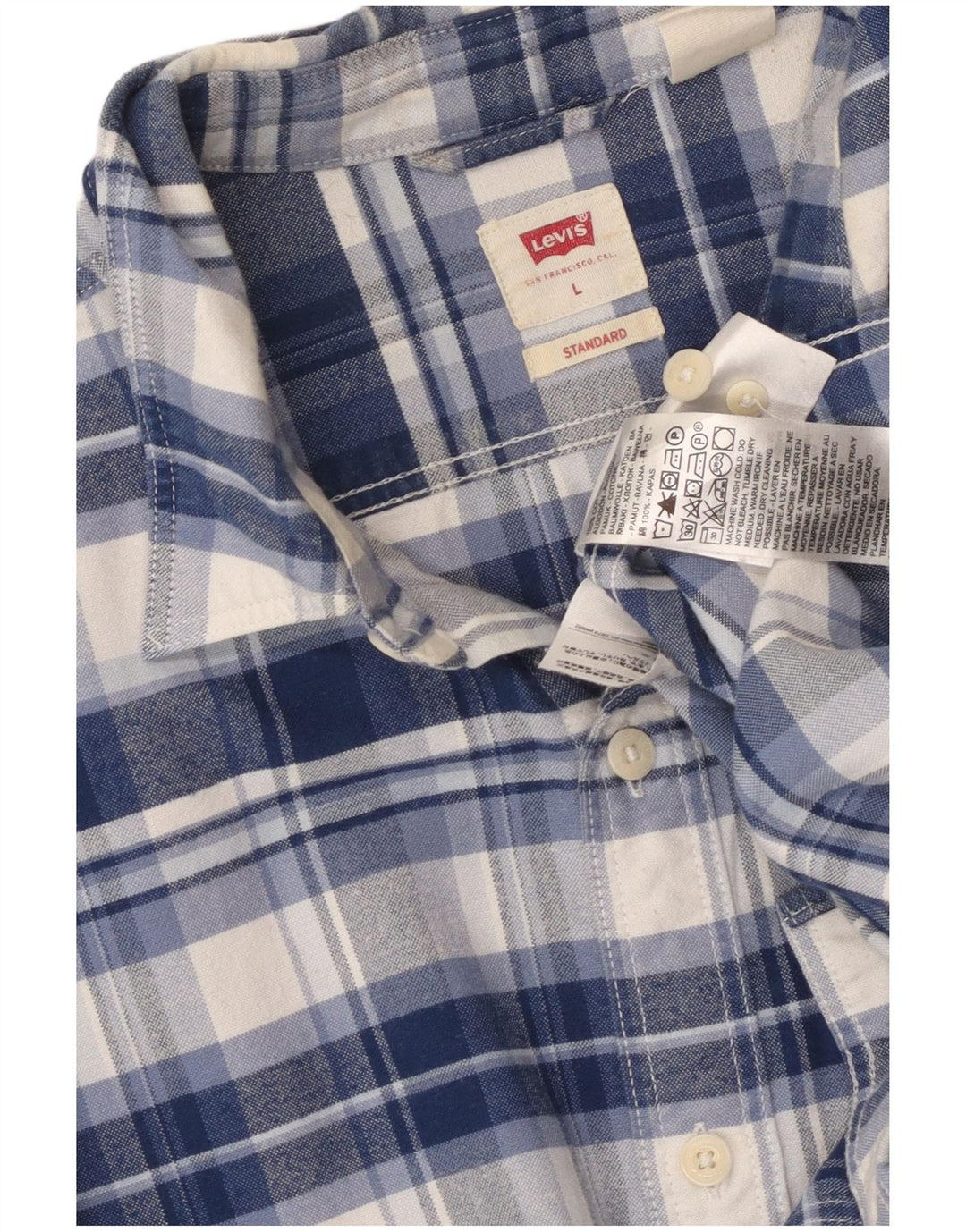 Camisa masculina de flanela de ajuste padrão LEVI'S grande algodão xadrez azul