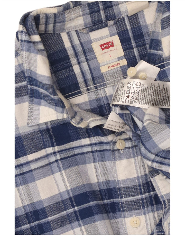 Camisa masculina de flanela de ajuste padrão LEVI'S grande algodão xadrez azul