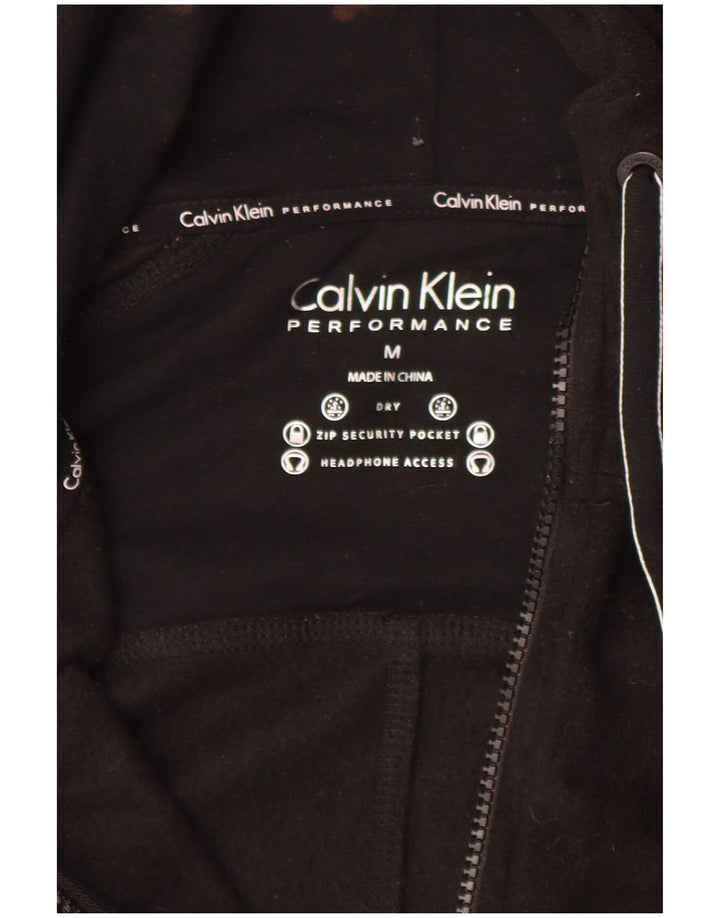 CALVIN KLEIN Jaqueta feminina de lã com capuz gráfico UK 14 Médio Preto