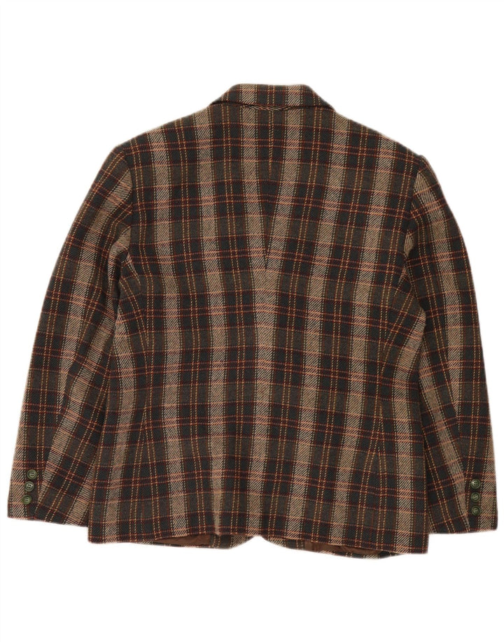 Jaqueta blazer feminina vintage com 2 botões IT 44 lã xadrez marrom médio