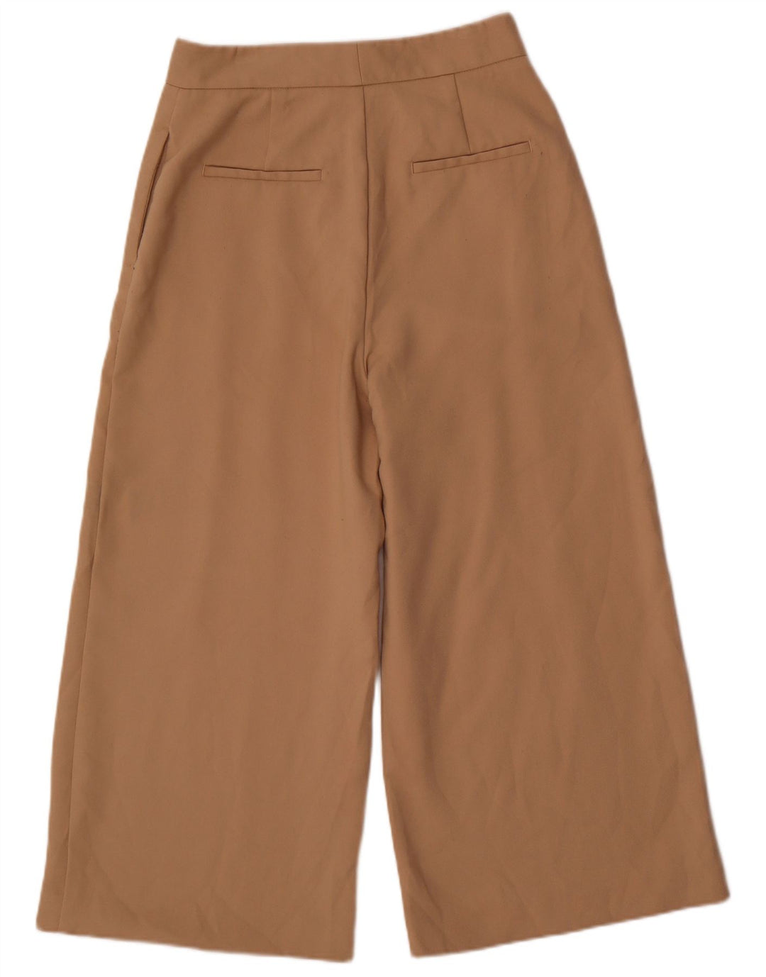 Calça feminina ZARA com pernas largas, médio W28 L24 poliéster bege