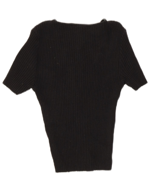 Blusa feminina Zara Top UK 8 pequeno algodão preto