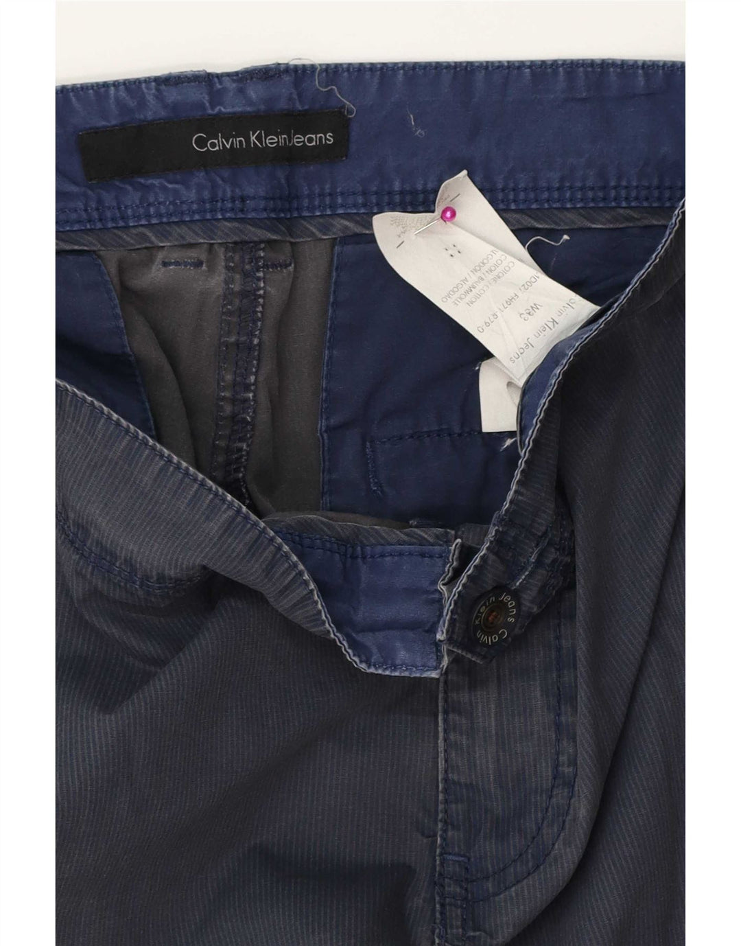 Shorts cargo masculino Calvin Klein W33 médio azul marinho listrado algodão