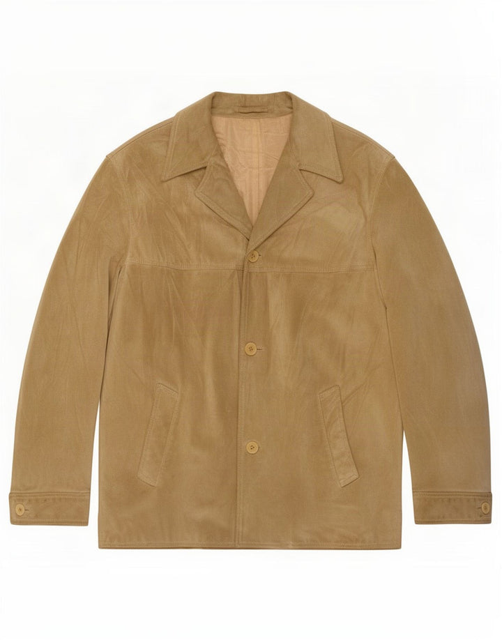 Jaqueta masculina de camurça Pollini UK 38 couro verde médio