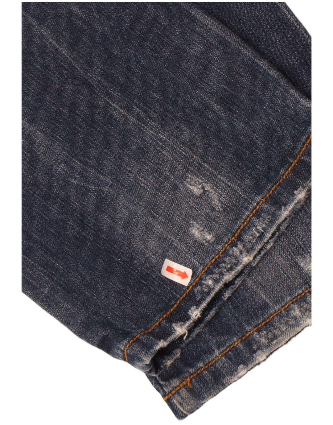 Jonk 46 feminino gráfico reto jeans IT 42 médio W28 L34 algodão azul marinho