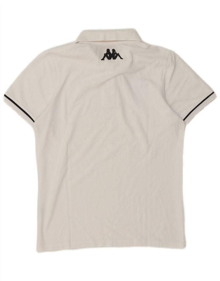 Camisa pólo gráfica masculina Kappa pequena branca