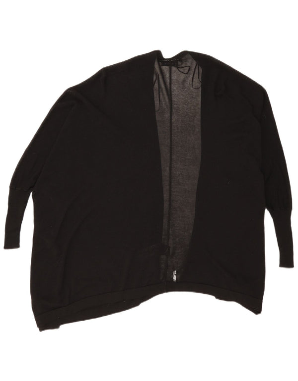 Suéter feminino Zara com corte solto e aberto, cardigan Reino Unido 10, pequeno, preto, viscose