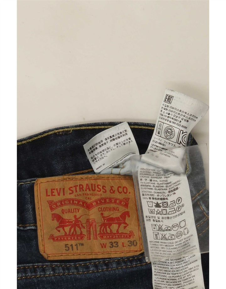 Levi's Masculino 511 Slim Jeans W33 L30 Azul Marinho Algodão