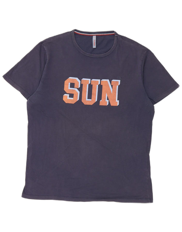 Camiseta gráfica masculina Sun68 Top 2XL algodão azul marinho