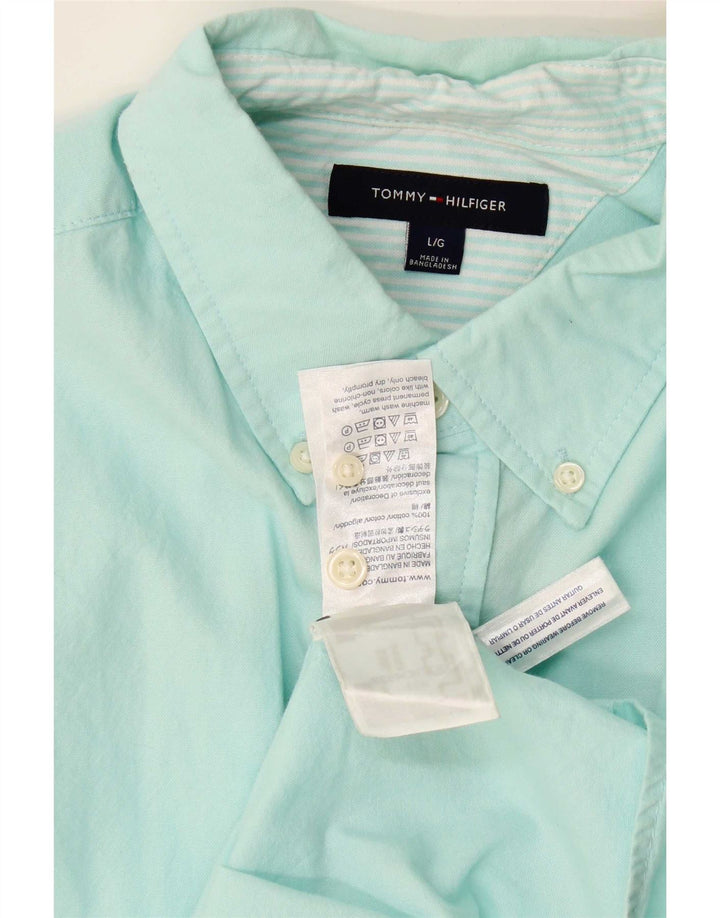Camisa masculina Tommy Hilfiger grande algodão turquesa