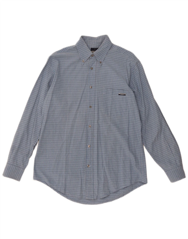 Camisa masculina Trussardi grande azul guingão