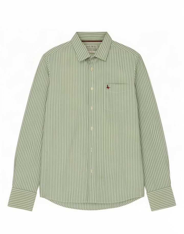 Camisa masculina Jack Wills algodão listrado verde médio