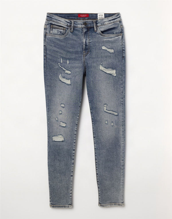 Guess Calça jeans masculina desgastada W31 L32 azul algodão