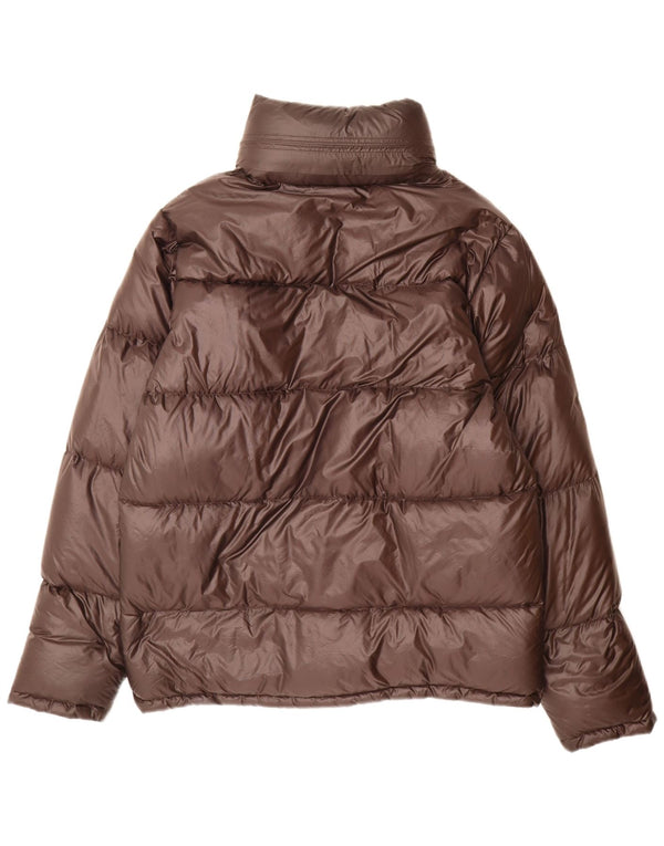 Jaqueta masculina acolchoada com capuz Aspesi UK 38 nylon marrom médio