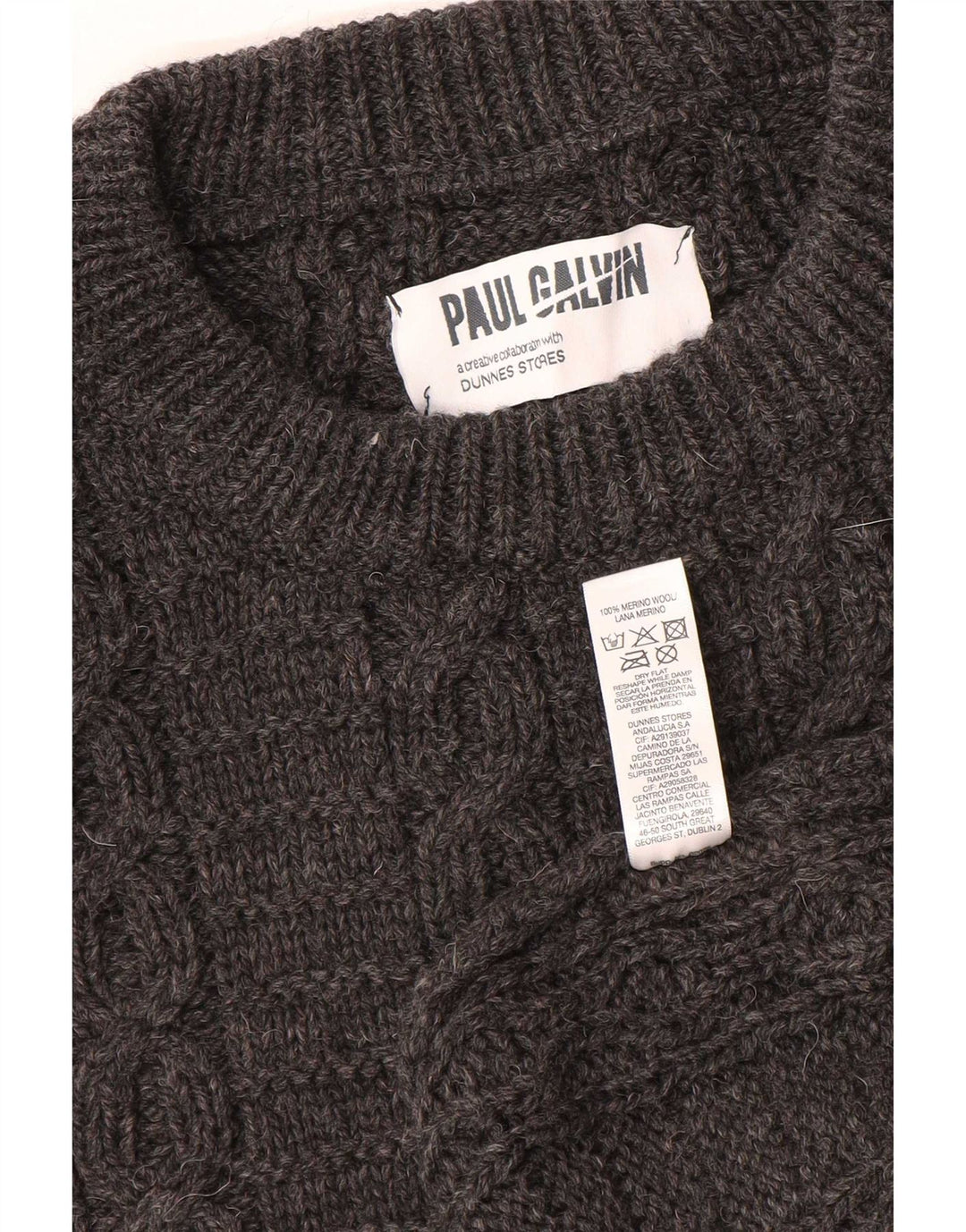 Dunnes Stores Suéter masculino com gola canoa grande de lã cinza