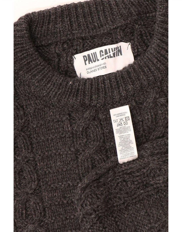 Dunnes Stores Suéter masculino com gola canoa grande de lã cinza