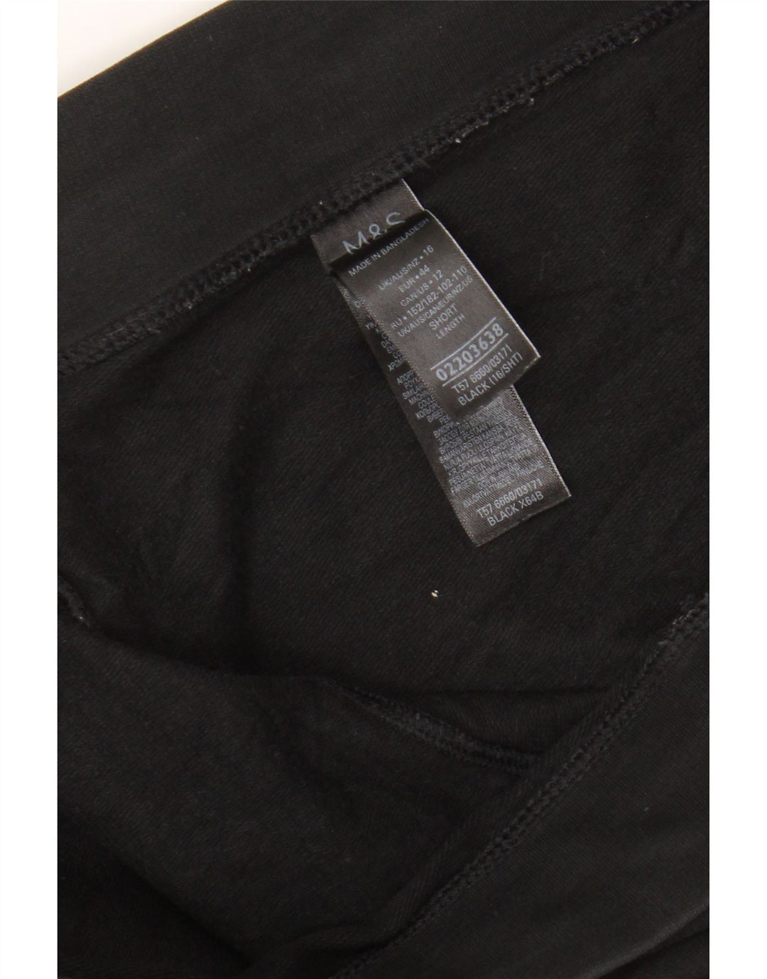 Leggings curtas femininas Marks & Spencer Reino Unido 16 grande algodão preto
