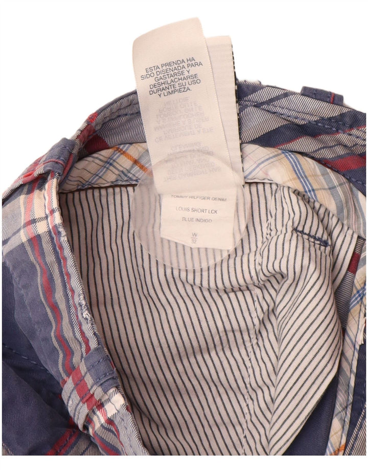 Shorts cargo masculino TOMMY HILFIGER W32 algodão xadrez médio azul marinho