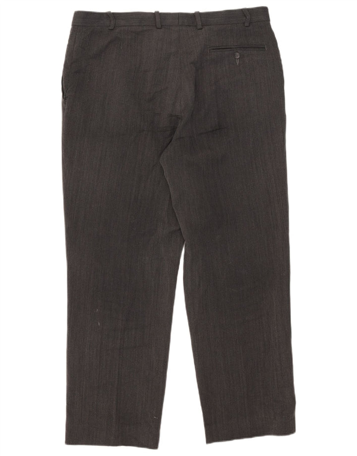 Calça masculina de terno reto Marks & Spencer W36 L31 poliéster preto