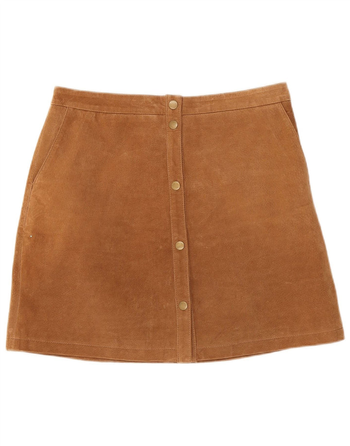 Minissaia feminina vintage de camurça média W30 marrom