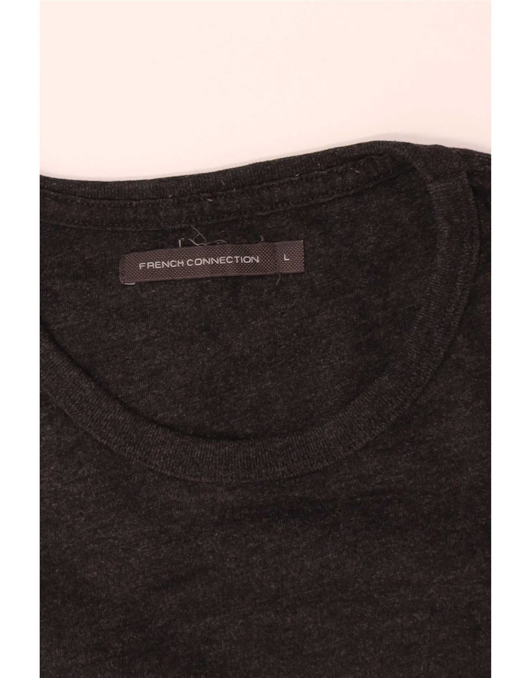 French Connection Mens Top Manga Longa Grande Algodão Cinza